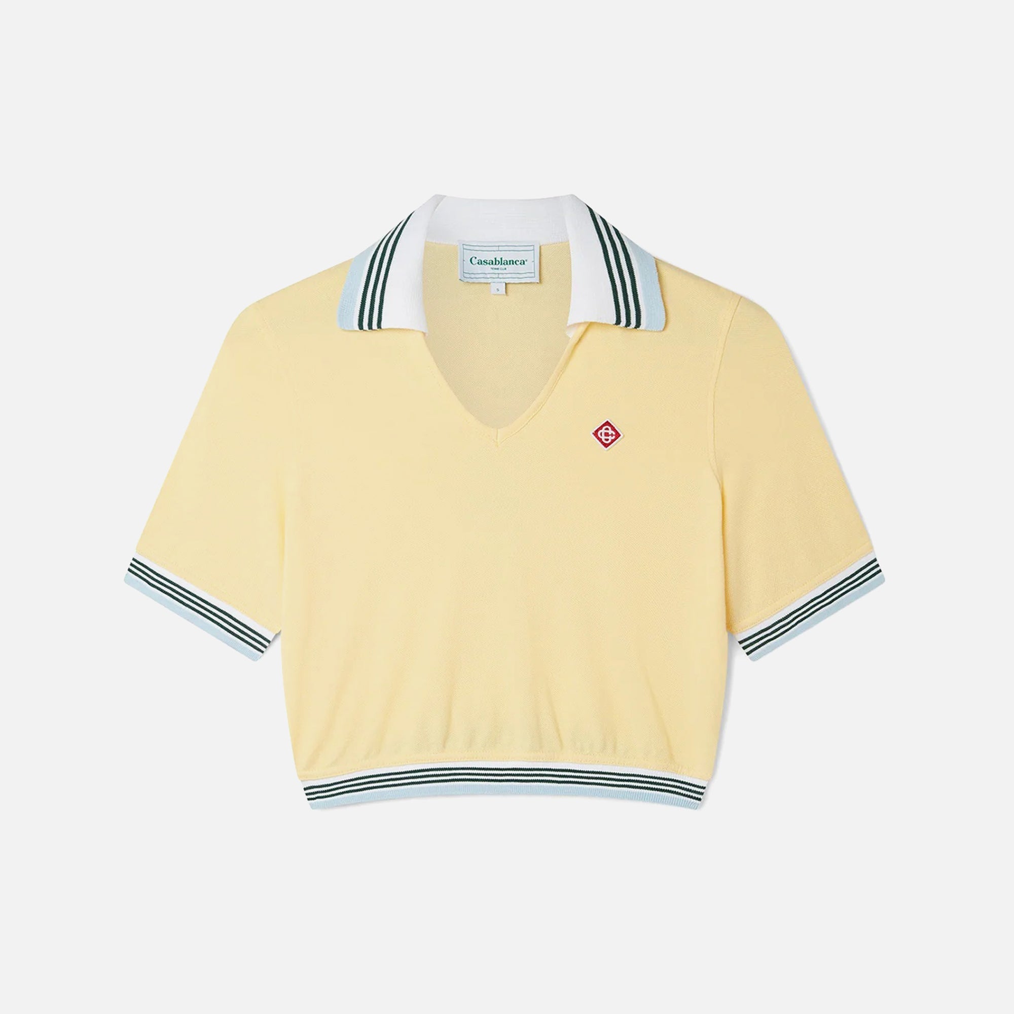 Casablanca Cropped Pique Polo - Yellow