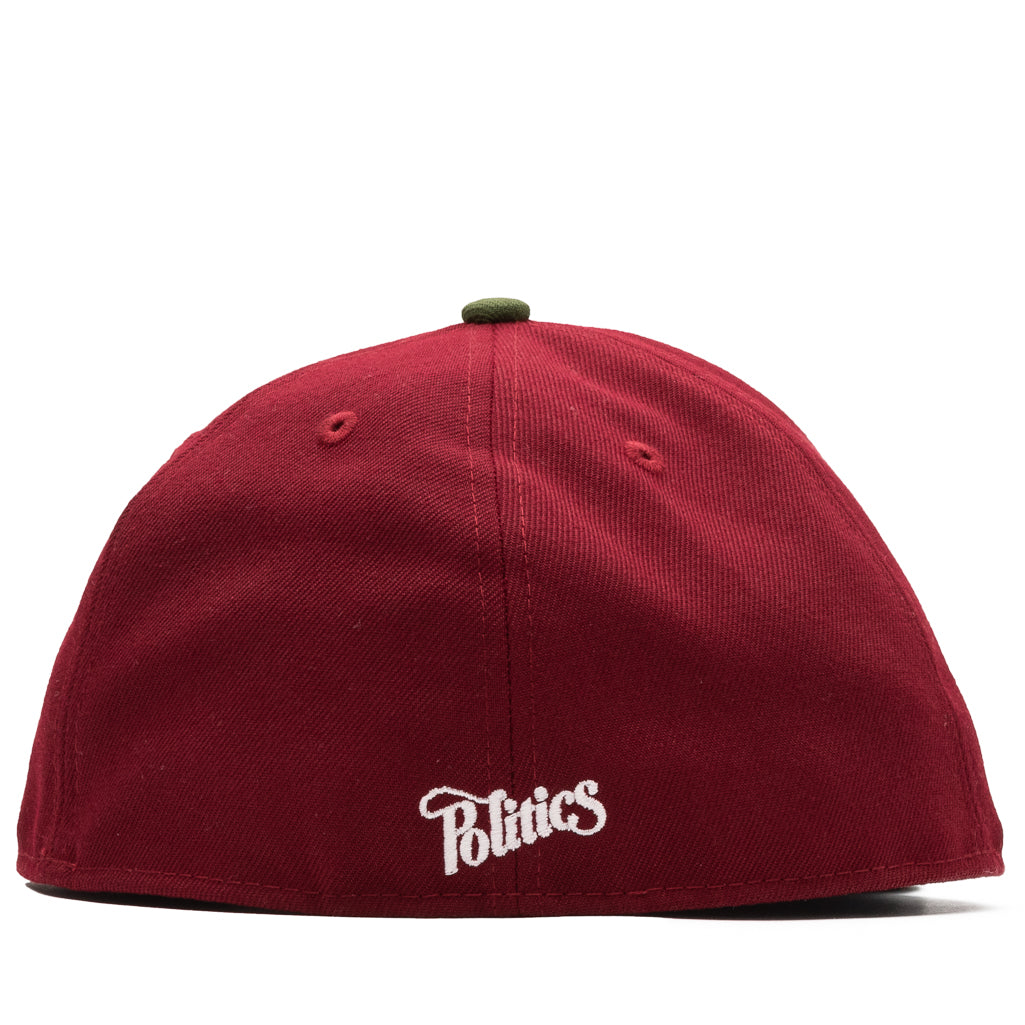 Politics x New Era 59FIFTY Fitted Hat - Ruby/Olive