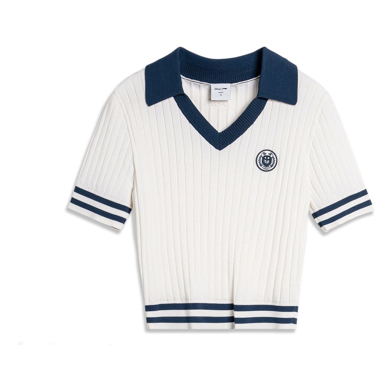 (WMNS) Li-Ning x Disney Monsters University Knit Polo Shirt 'Cream White Navy' AMBU216-2