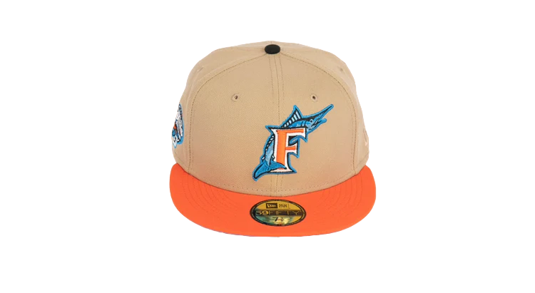 New Era 59Fifty Florida Marlins 2003 world Series "Stone Age Pack" Fitted Hat - Tan