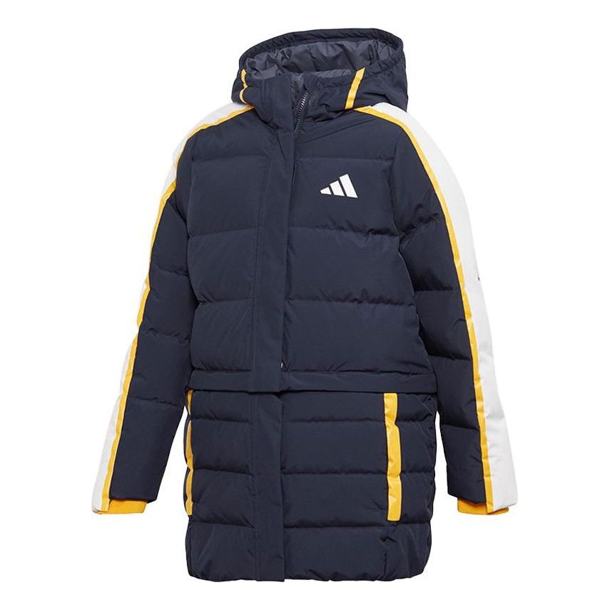 (GS) adidas Sportswear Fit Outdoor Hooded Puffer Jacket 'Black Yellow' GG3703